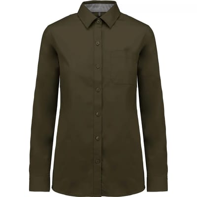 Kariban Damesoverhemd met lange mouwen van katoen Nevada K585 - Light khaki - XL