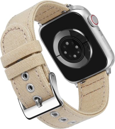 Canvas Vervangband voor Apple Watch 38mm tot 49mm voor Mannen en Vrouwen, Geschikt voor Series 1 tot 11 en Ultra Modellen