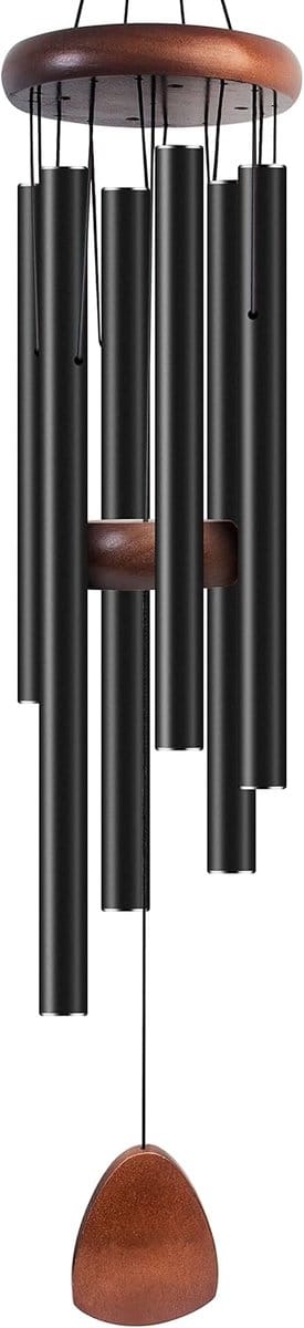KZQ Aluminium Windchimes 66 cm voor Zen Sfeer Klassiek Zwart Met Windvanger Geschikt voor Buiten Tuin en Terras Decoratie als Unisex Cadeau voor Relaxatie en Buitenruimte