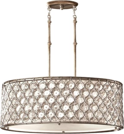 Landelijke Hanglamp - Steady Lighting - Glas - Landelijk - E27 - L: 41.3cm - Voor Binnen - Woonkamer - Eetkamer - Zilver
