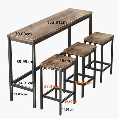 Eettafel Set - Pub Tafel - Keuken Eten - Stijlvol Design - 153x40x90cm - Naturel