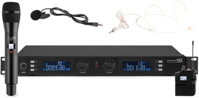 Draadloze Microfoonset - UHF Microfoons - Presentaties en Optredens - 20 Selecteerbare Kanalen - 19 Inch Montage - Zwart