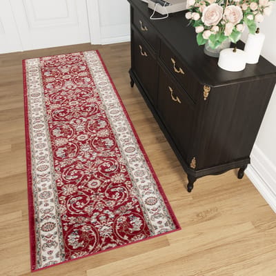 Tapiso Colorado Tapijt Loper Rood Creme Traditioneel Woonkamer Hal Slaapkamer Maat - 70x100