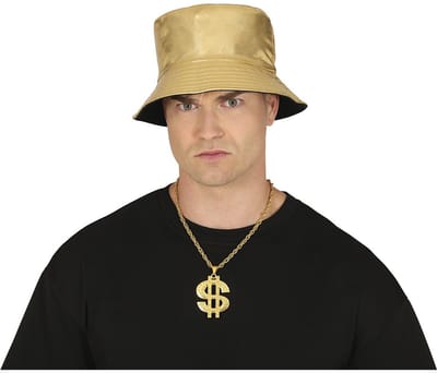 Verkleedset - gouden hoed en ketting - feest en foute party - verkleedaccessoires