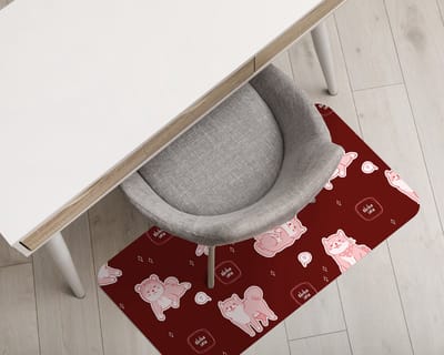 Coloray Vloerbeschermer - Kersenkleurige Shiba Inu hond Vloerbeschermer Bureaustoel - 100x70 cm - Rood Computer Stoel Mat - Vloerbeschermer Bureaustoelmat - PVC Vloerbeschermer - Rechthoekige Mat - Dieren Thema