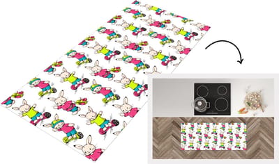Keukenloper - Loper keuken - School - Konijnen - Dieren - Kinderen - Patronen - 120x50 cm - Keukenloper vinyl