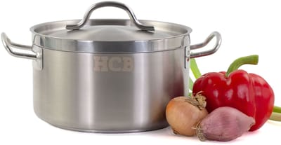 HCB® - Professionele Kookpan - 3.4 liter - Inductie - Gas - Electrisch - Kleine RVS / INOX pan - Soeppan - Horeca pannen - Kookpot - Ø20 cm x H12 cm - 2 kg - 5092