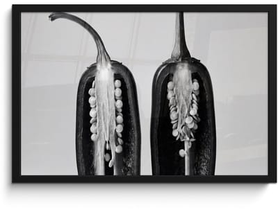 Poster in lijst - Fotolijst 60x40 cm - Posters - Pepers - Zwart - Wit - Zaadlijsten - Posterlijst zwart - Decoratie - Wanddecoratie woonkamer - Muurdecoratie slaapkamer