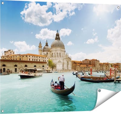 Gards Tuinposter Basiliek San Marco in Veneti� op het Water - 100x80 cm - Tuindoek - Tuindecoratie - Wanddecoratie buiten - Tuinschilderij
