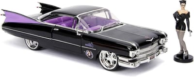 Cadillac met Catwoman - Modelauto figuurset - Verzamelen en display - Volledig metalen model - Schaal 1:24 - Zwart