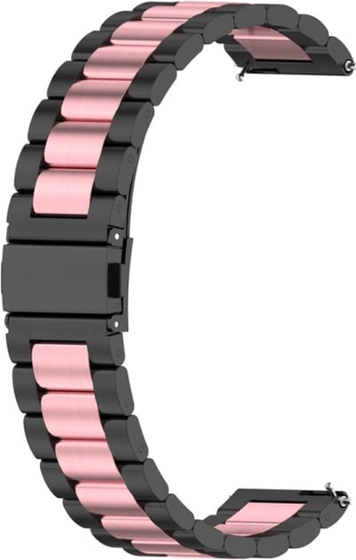 Stalen bandje - RVS - geschikt voor Huawei Watch GT Runner 2 / GT 2(e) 46 mm / GT 3 / 4 / 5 (Pro) 46 mm / Watch 3 (Pro) / Watch 4 (Pro) / GT 6 (PRO) 46mm - zwart / roze