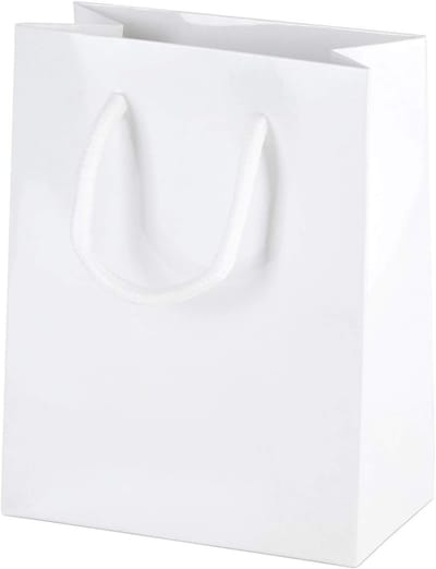 Papieren Cadeauzakjes - Luxe Geschenkzakjes - Feestelijke Verpakking - Glanzende Afwerking - XXS 115x65x145mm - Wit