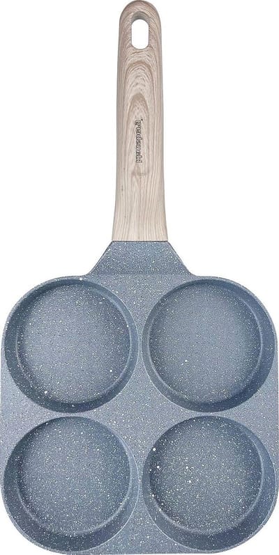 Pannenkoekenpan - 4-in-1 koekenpan - Ontbijt maken - Gemarmerde coating - 18 cm - Grijs