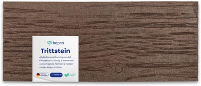 Tuin Plaat - Stap Tegel - Tuinpad Aanleggen - Gerecycled Rubber - 61 x 25.5 x 1.7 cm - Bruin