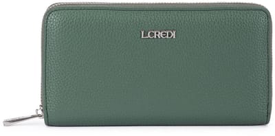 L.CREDI portemonnee Perla Zip Around Wallet Deep Green groengrijs