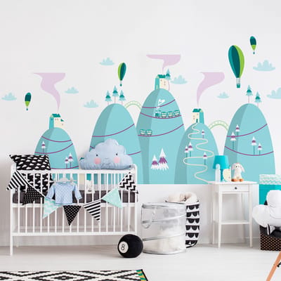 Scandinavische bergstickers met heteluchtballonoplating, 110 x 165 cm