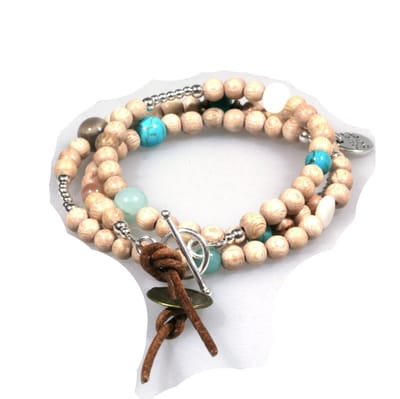 Heaven Eleven Beige kleurige kralen wikkelarmband