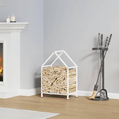 Houtrek - Houtopslag - Binnen en buiten - Koudgewalst staal - 40x25x60 cm - Wit