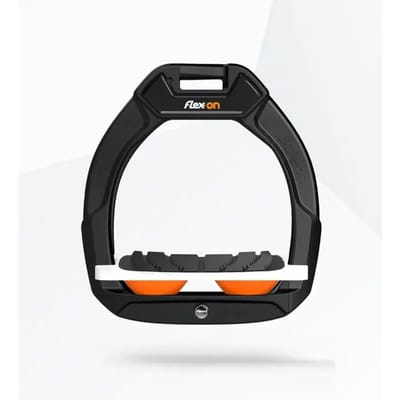 Veiligheids stijgbeugels Paardrijden Incliné Grip Zwart/Wit/Oranje voor kind Flex-On Safe-On