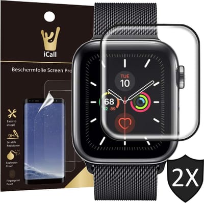 Screenprotector geschikt voor Apple Watch Series 5 (40 mm) - PET Folie Full Screen Cover - 2 Stuks