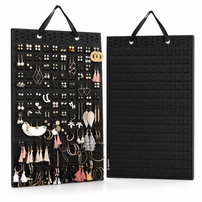 BOTC Hangende oorbellenorganizer en houder - tot 300 paar - Zacht materiaal - Oorbellenhanger - 1 stuk - Zwart