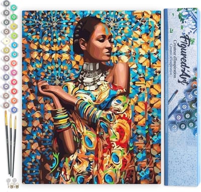 Figured'Art Schilderen op Nummer Volwassenen canvas Vrouw in traditionele kleding - Handwerk acrylverf Kit DIY Compleet - 40x50cm zonder frame