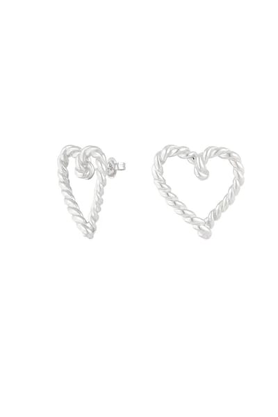 Gedraaide hart oorbellen - zilver - statement - oorkstekers - studs - hart - hartjes - dames - stainless steel sieraden - YEHWANG - waterproof