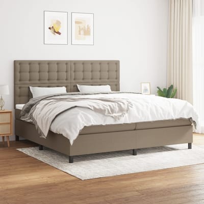 vidaXL - Boxspring - met - matras - stof - taupe - 200x200 - cm