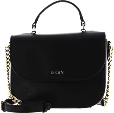 DKNY Leren Schoudertas Avondtas Felicia Top Handle Bag Blk / Gold Zwart