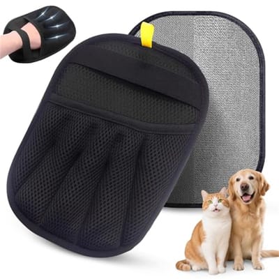 Ynkkvre - kattenhaar verwijderaar - Huisdierhaar verwijderaar - 1stuks huisdieren - Handschoenen voor dierenhaar - Multifunctionele ontharingshandschoenen voor katten en honden met lang/kort haar - Baden en masseren（zwart）24x17cm