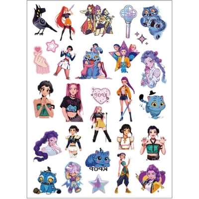 Mooie Nieuwe Aankomst Demon Hunter Tijdelijke Tattoos High-end Cartoon Anime en K-Pop Meisjesgroep Perifere Tijdelijke Tattoo Stickers W144035WW- gray
