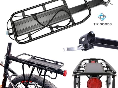T.R Goods. Bagagedrager Fiets Universeel - Aluminium - Belastbaar tot 30 KG - Zwart met Reflector