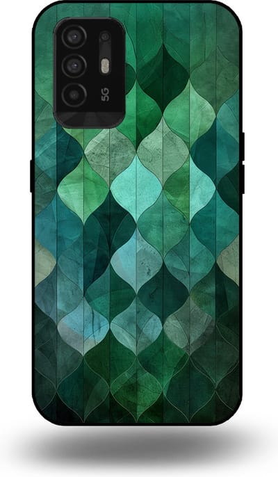 Smartphonica Telefoonhoesje geschikt voor OPPO A94 5G met groene bladeren opdruk - TPU backcover case green leaf design - Groen geschikt voor Oppo A94 5G