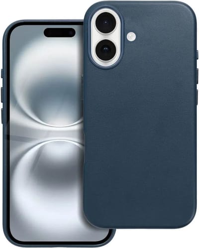 Casify Leren Hoesje geschikt voor MagSafe iPhone 16 Plus Hoesje - Donkerblauw