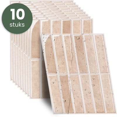 STACK® Plaktegels - 10 Stuks - Rechte Tegel - Roze - 29 x 23 cm - Zelfklevende Tegels & Tegelstickers - Plak Tegels - Wandtegel Stickers & Zelfklevende Wandtegels - Keuken & Badkamer Tegels - 3D Muurstickers