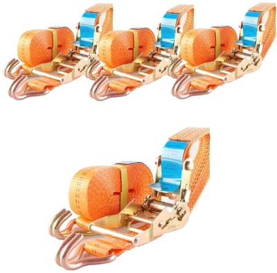 4x professionele ratel spanband spanband 2-delig 5m 2t 2tot 2000kg TÜV/GS ORANJE