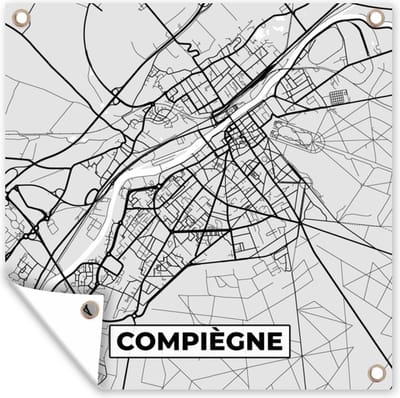 Tuin poster Kaart - Stadskaart - Frankrijk - Compiègne - Plattegrond - 200x200 cm - Tuindoek