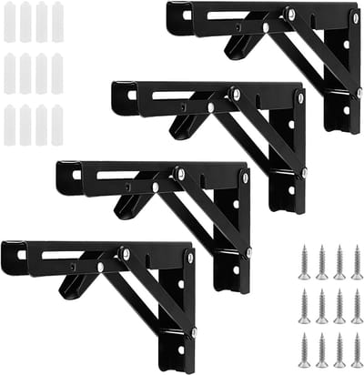 Vouwbare Plankdragers Zwart 20 cm - Stevige Metalen Muurbeugels voor Planken
