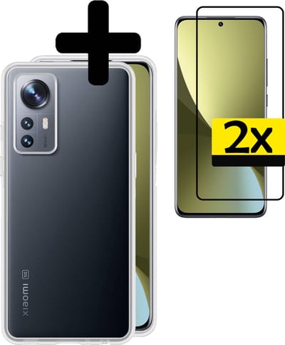 Hoesje - Met 2x Screenprotector - Geschikt voor Xiaomi 12 - Sterk & Shockproof - Back Cover - Siliconen Case - Telefoon Hoes - Telefoonhoesjes - Transparant