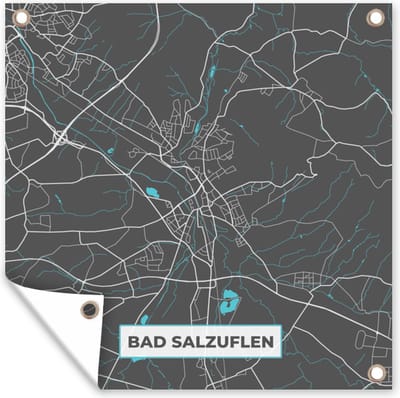 Tuin poster Stadskaart – Plattegrond – Duitsland – Blauw – Bad Salzuflen – Kaart - 200x200 cm - Tuindoek