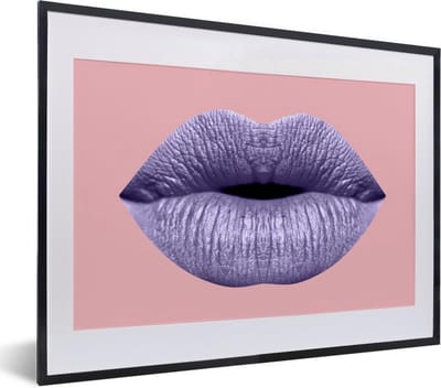 Fotolijst incl. Poster - Lippen - Pastel - Roze - 40x30 cm - Posterlijst