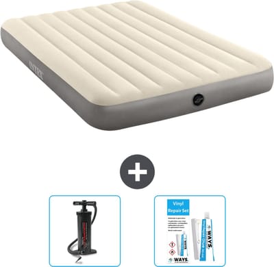 Intex Luchtbed - 2-Persoons - 152 x 203 x 25 cm - Beige - Inclusief Pomp en Reparatieset