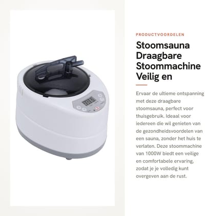 Dailygoods - Stoomsauna - Draagbare Stoommachine - Veilig en gebruiksvriendelijk - Mobiele Sauna - Lichaamsontgifting - Thuisgebruik - 2.0L