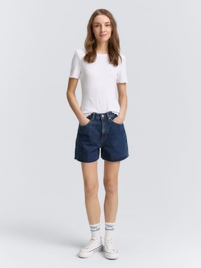 Tom Tailor Denim - Hoge Taille Ma Jeans Korte Broek - Maat XS - Used Mid Stone Blue Denim