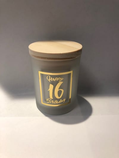 Geurkaars klein roze/zwart - 16 jaar