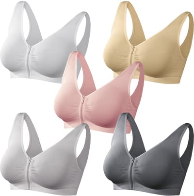 VITALmaxx Traum-BH Reißverschluss 5er-Set 44/46 (XL) beige/dunkelgrau/grau/rosa/weiß