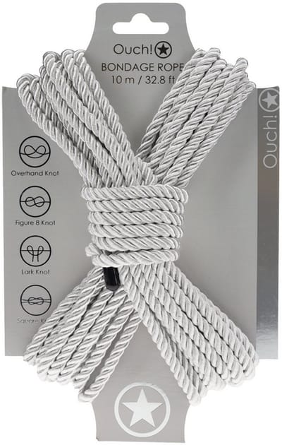Ouch! by Shots - Polyester Bondage Touw - 10 m / 32,8 ft - Zilver