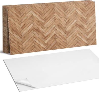 Coloray Plaktegels - Visgraatpatroon Wandtegel Zelfklevend - 60 cm x 30 cm - Bruin Plaktegels - 6 stuks - Rechthoek PVC Tegels - Plaktegels Keuken - Zelfklevende Vloertegels Badkamer - Vinyl Tegels Zelfklevend - Zelfklevende Wandtegels