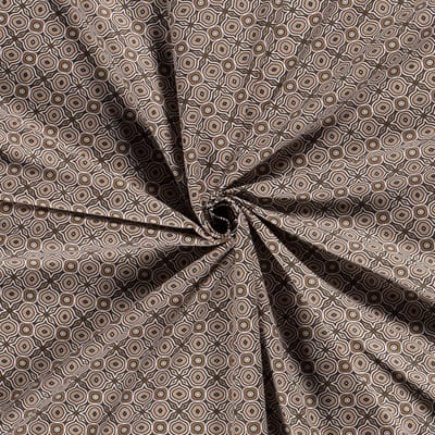 Poplin Katoen Stof Bedrukt - Mille Fleur Abstract Beige - 1 Meter
