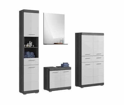 Scout badkamercombinatie wit hoogglans MDF TZ rookzilver NB - 34x186x191cm